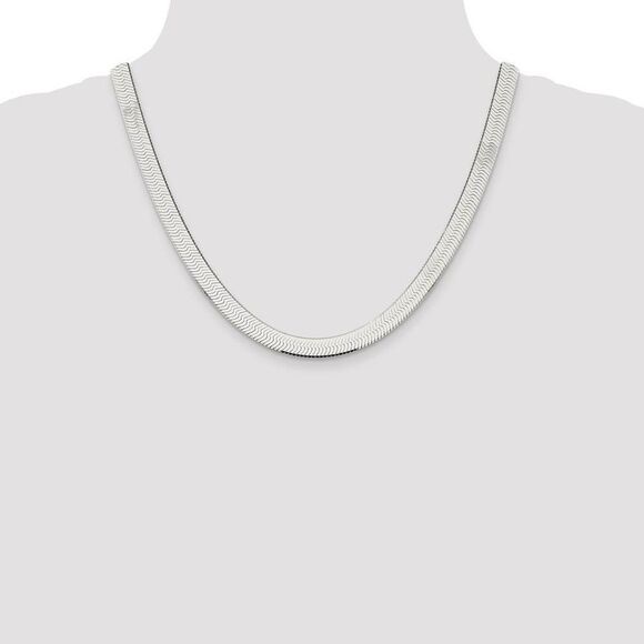 Men's 8mm, Sterling Silver Solid Herringbone Chain Necklace, 20 Inch - Picture 2 of 8